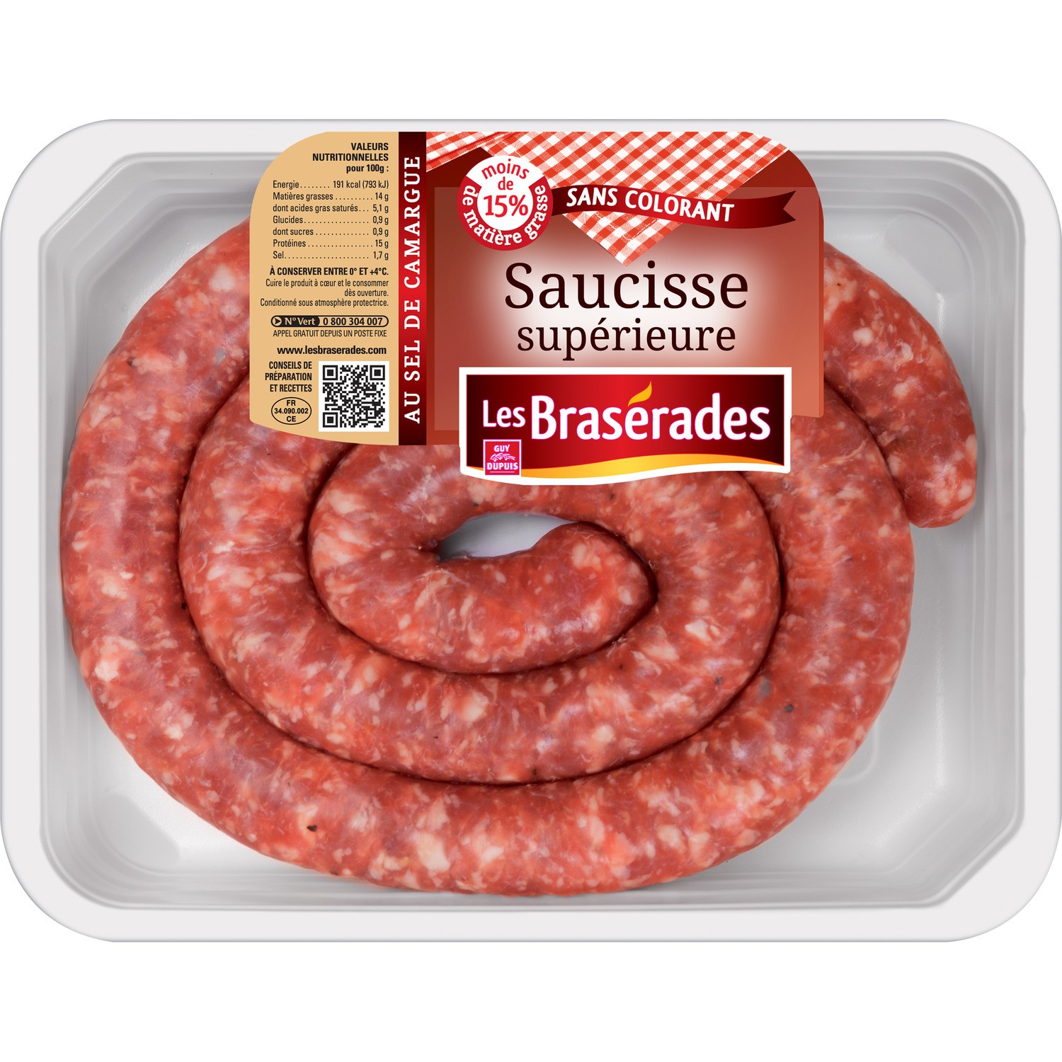 LES BRASERADES Saucisses supérieure LES BRASERADES code EAN 3387620030110 
