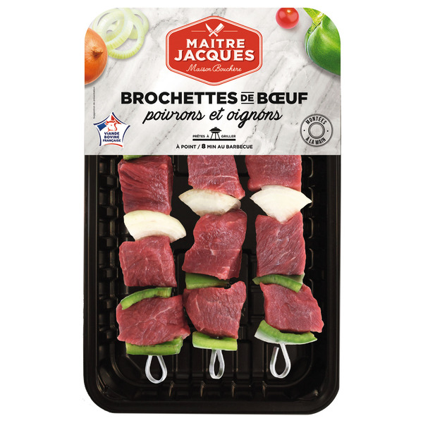 3 BROCHETTES DE BŒUF POIVRONS ET OIGNONS 
