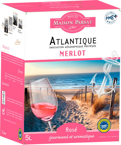 JL PARSAT IGP ATLANTIQUE CÉPAGE MERLOT ROSÉ
 code EAN 3394292405498 