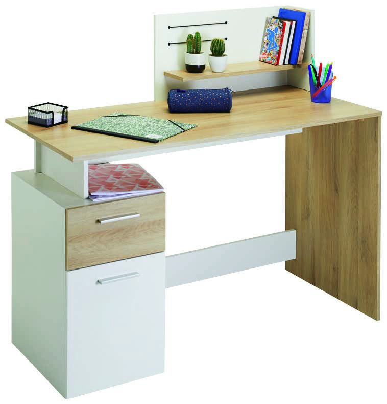 BUREAU MULTIMÉDIA 1 PORTE/ 1 TIROIR/1 SUR-MEUBLE