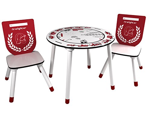 387811 pompier set de table + 2 chaises bois  m...