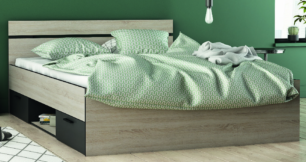 CADRE DE LIT MICHIGAN 140 X 190 CM / 2 TIROIRS / 1 NICHE 3397704717240 (3397704717240)