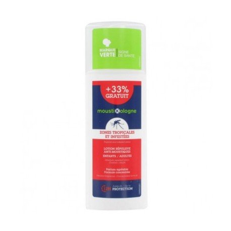 MARQUE VERTE MOUSTIKOLOGNE Anti-moustiques Protection Extrême Anti-moustiques Zones Tropicales et Infestées MOUSTIKOLOGNE 75ml + 25 ml offer code EAN 3401542361715 