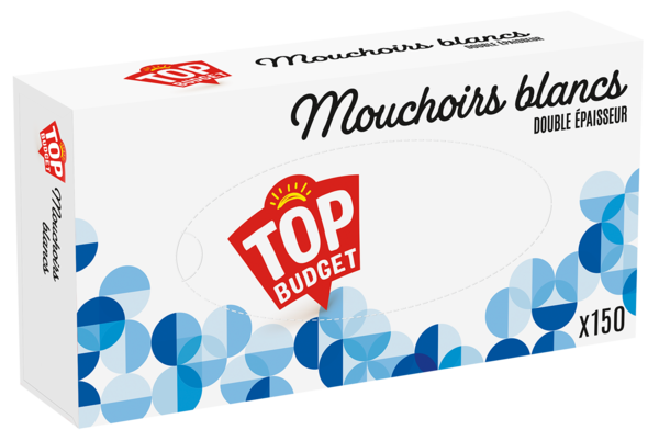 TOP BUDGET BOITE MOUCHOIRS X 150 
 code EAN 3410280009964 