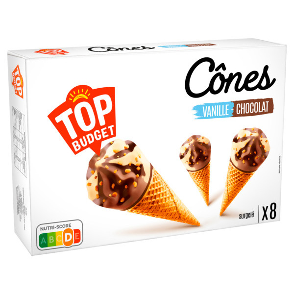 CÔNES VANILLE CHOCOLAT x8
