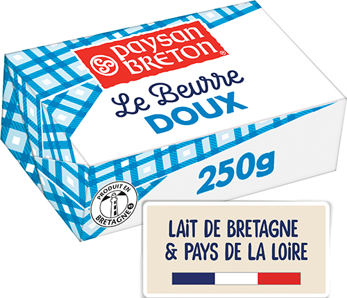 PAYSAN BRETON LE BEURRE
DOUX 82% Mat.Gr.
OU DEMI-SEL 80% Mat.Gr. code EAN 3412290027686 