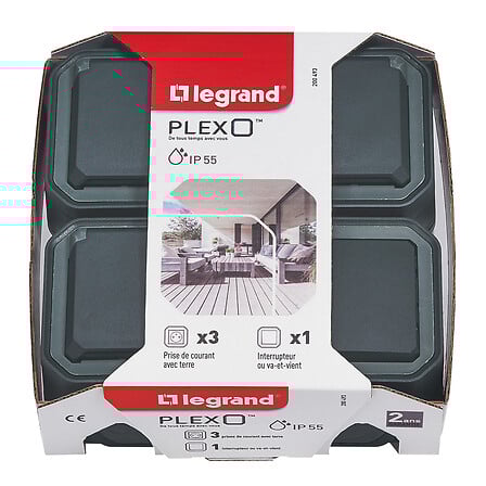 LEGRAND Lot Plexo 1 va et vient + 3 prises de c...