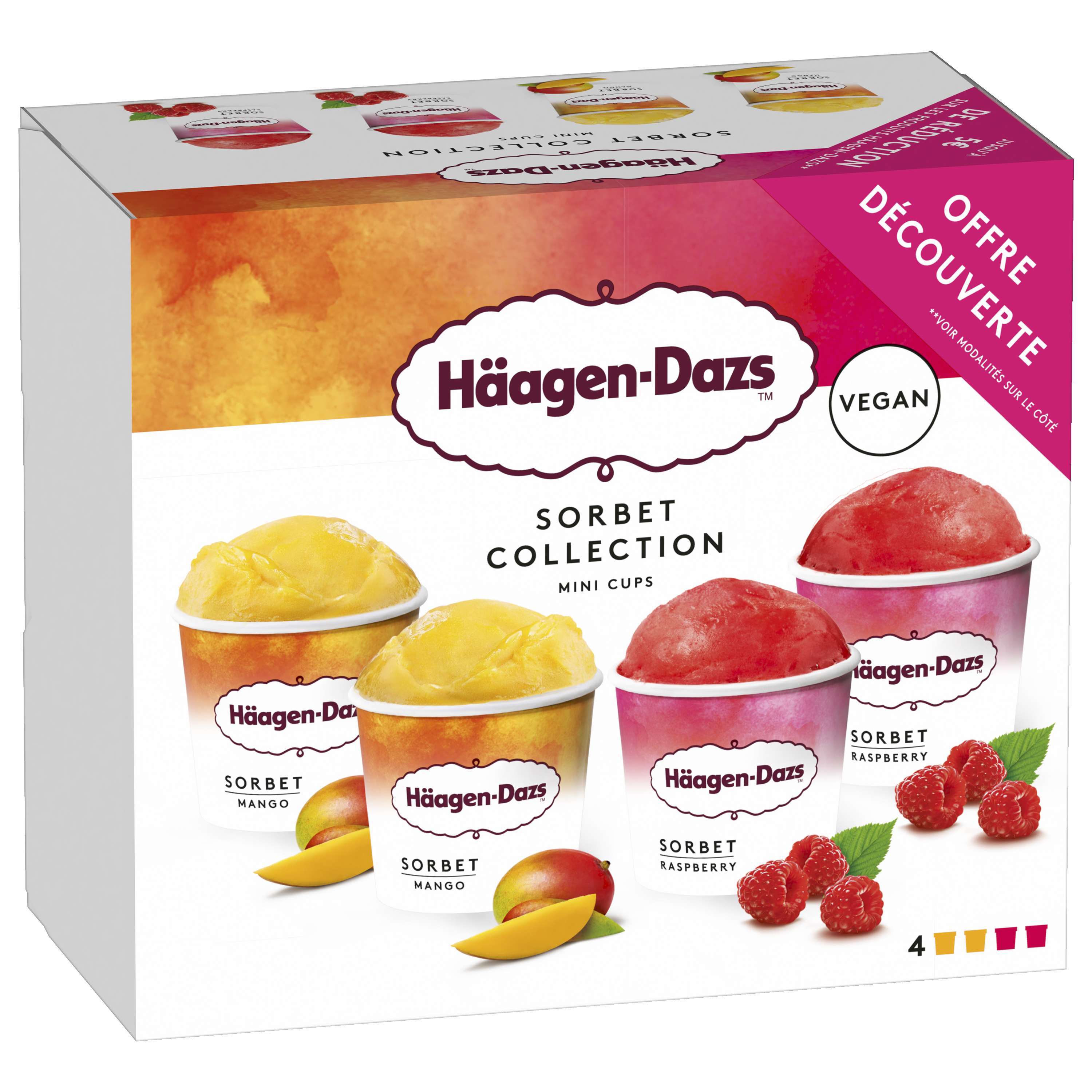 4 mini cups glaçées sorbet collection offre déc...