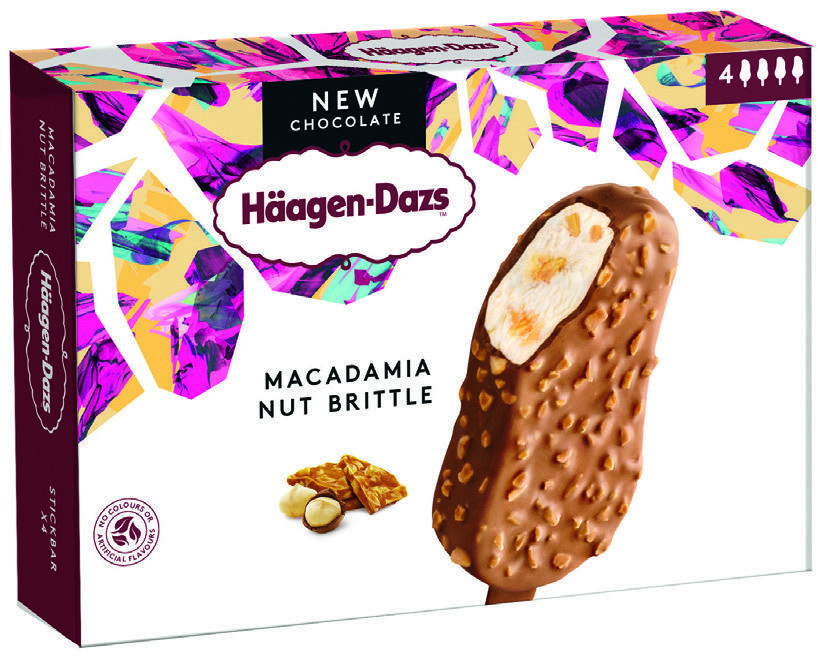  4 BÂTONNETS GLACÉS MACADAMIA NUT BRITTLE “HÄAGEN-DAZS” code EAN 3415587621017 