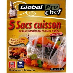 GLOBAL PLASTICS Sacs cuisson au four traditionnel et micro-ondes (10 lots, soit 50 sacs) code EAN 3415602051010 