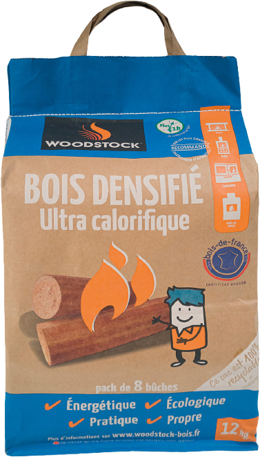  SAC DE 8 BÛCHES DE BOIS DENSIFIÉ code EAN 3417068800010 