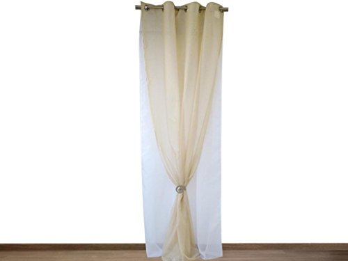 Double voilage blanc et ficelle à oeillets