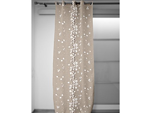 Rideau à oeillets coton recyclé leaves naturel ...