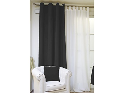 Rideau a oeillets 140x250 alix noir infroissabl...