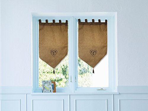 Le panneau brise-bise 45x90 cm coeurs  c./ lin