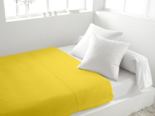 214824 drap plat coton uni 57 fils jaune 290 x ...