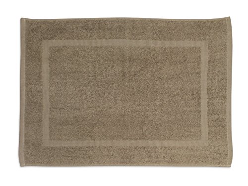 477041 tapis de bain coton ecru/taupe 70 x 50 cm