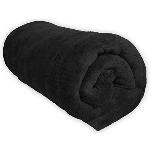 Couverture polaire microfibre unie noir 220x240...