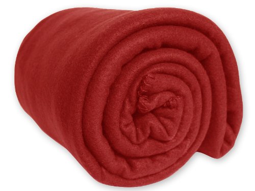 512051 plaid polaire polyester rouge 120 x 160 cm