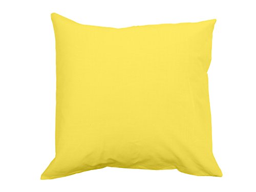 553824 taie d'oreiller coton 57 fils jaune 65 x...