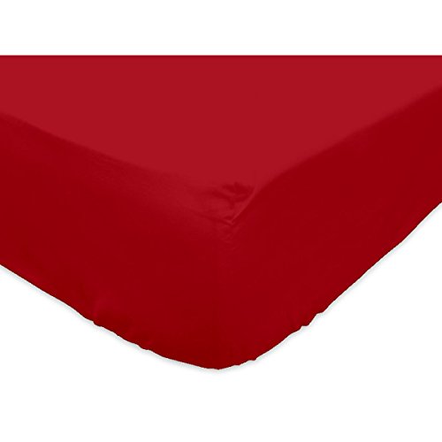 610807 so drap housse coton 57 fils rouge 200 x...