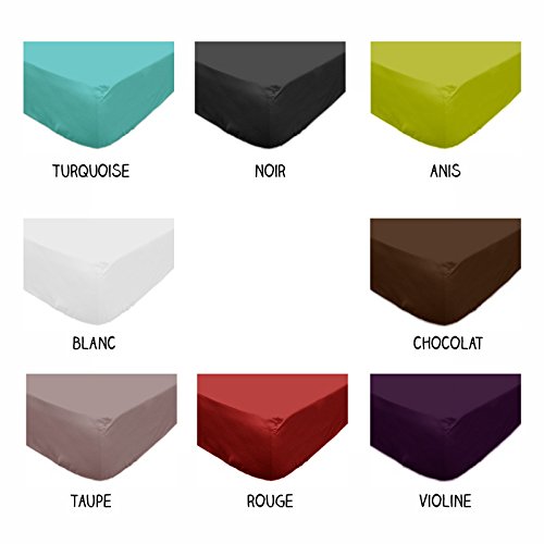 - 611210 - drap housse uni - 90 x 190 cm avec b...