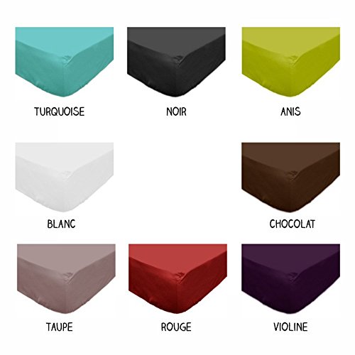 - 613210 - drap housse uni - 140 x 190 cm - atm...