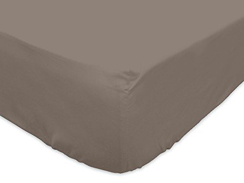 613829 drap housse coton 57 fils uni taupe/ecru...