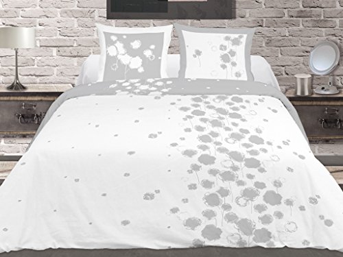 635503 fleur parure de couette 57 fils coton bl...