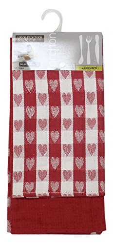 712028 coeur lot de 2 torchons jacquard coton r...