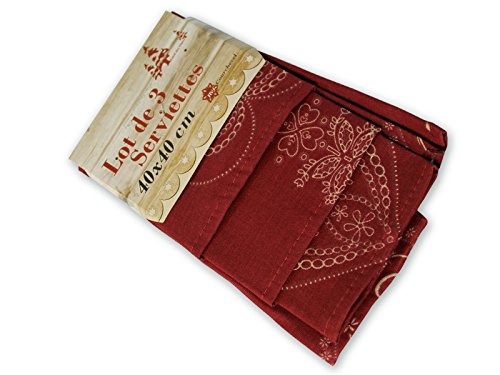 Lot 3 serviettes courchevel rouge