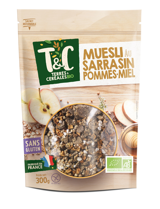 MUESLI SARRASIN POMMES ET MIEL BIO Terres et cé...