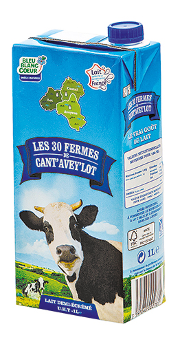 LES 30 FERMES DE CANT’AVEY’LOT LAIT DEMI-ÉCRÉMÉ EN BRICK code EAN 3422881 