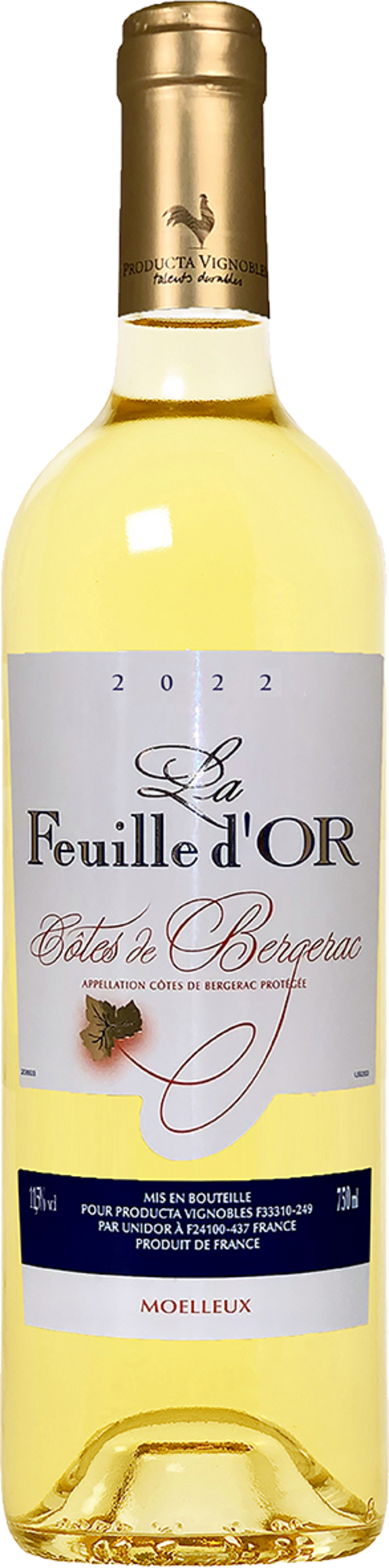 LA FEUILLE D'OR AOP CÔTES DE BERGERAC BLANC MOELLEUX code EAN 3423290185559 