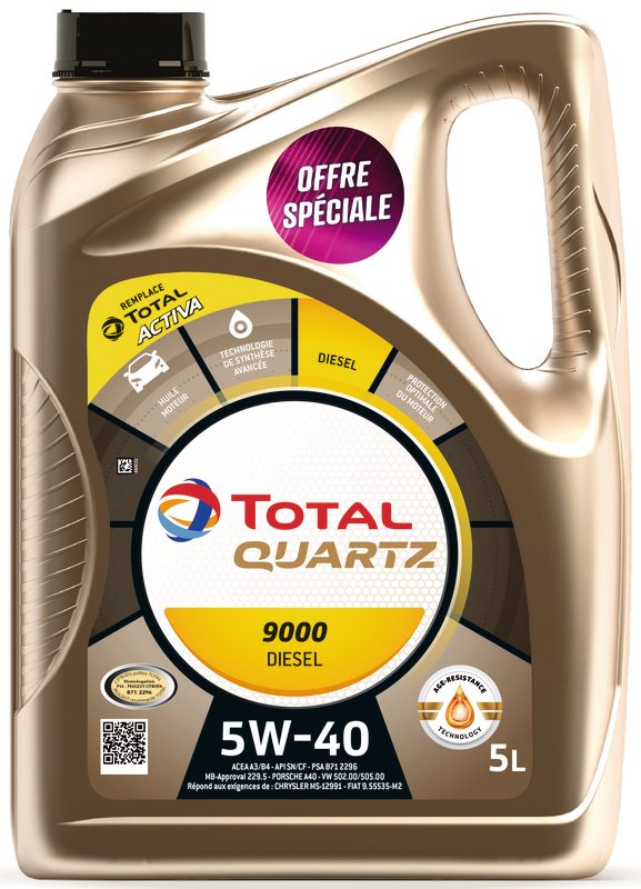 HUILE QUARTZ 9000 D 5W40 TOTAL