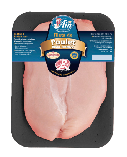 FILETS DE POULET  LABEL ROUGE IGP  3426790601161 FERMIER DE L'AIN