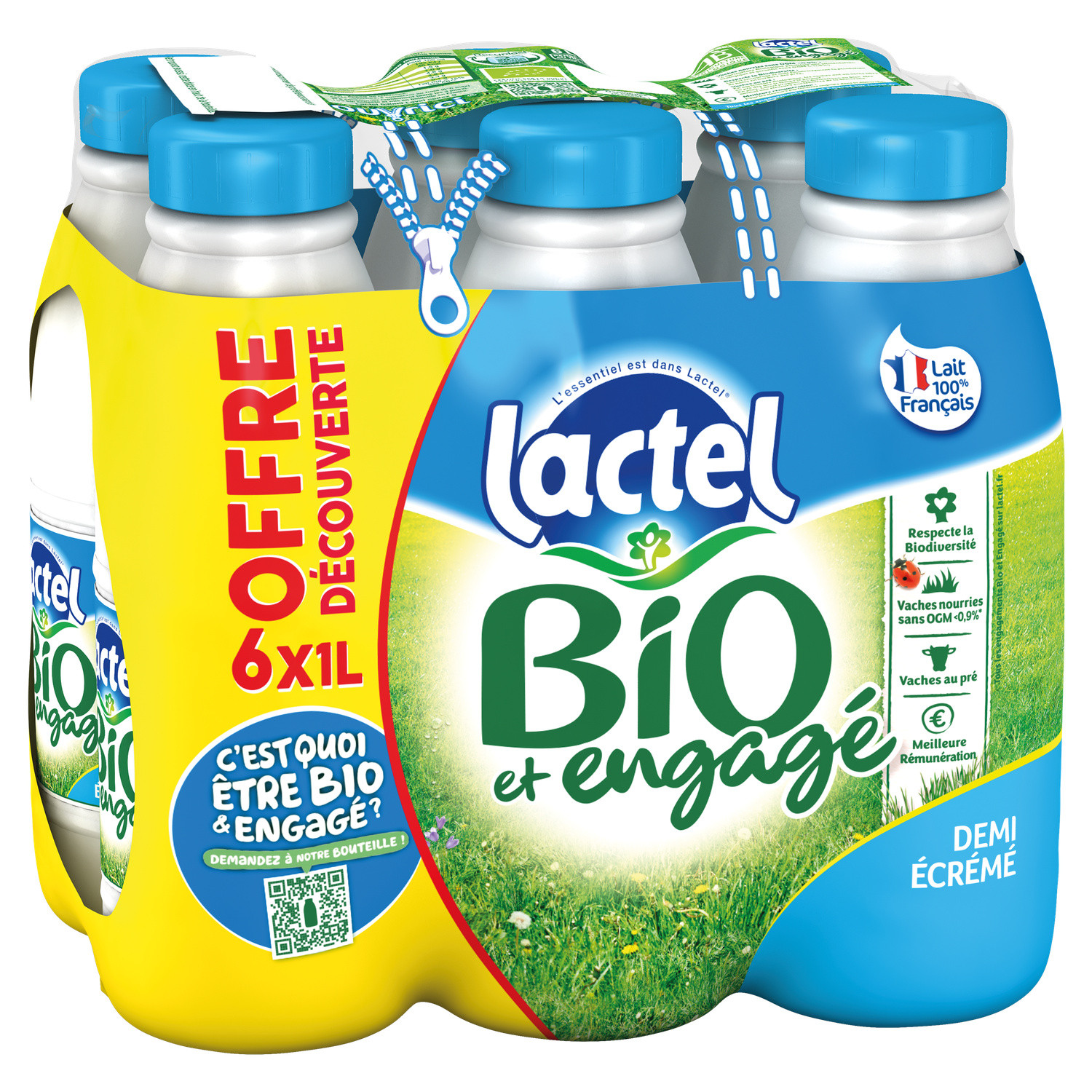Lait Demi-écrémé bio UHT LACTEL