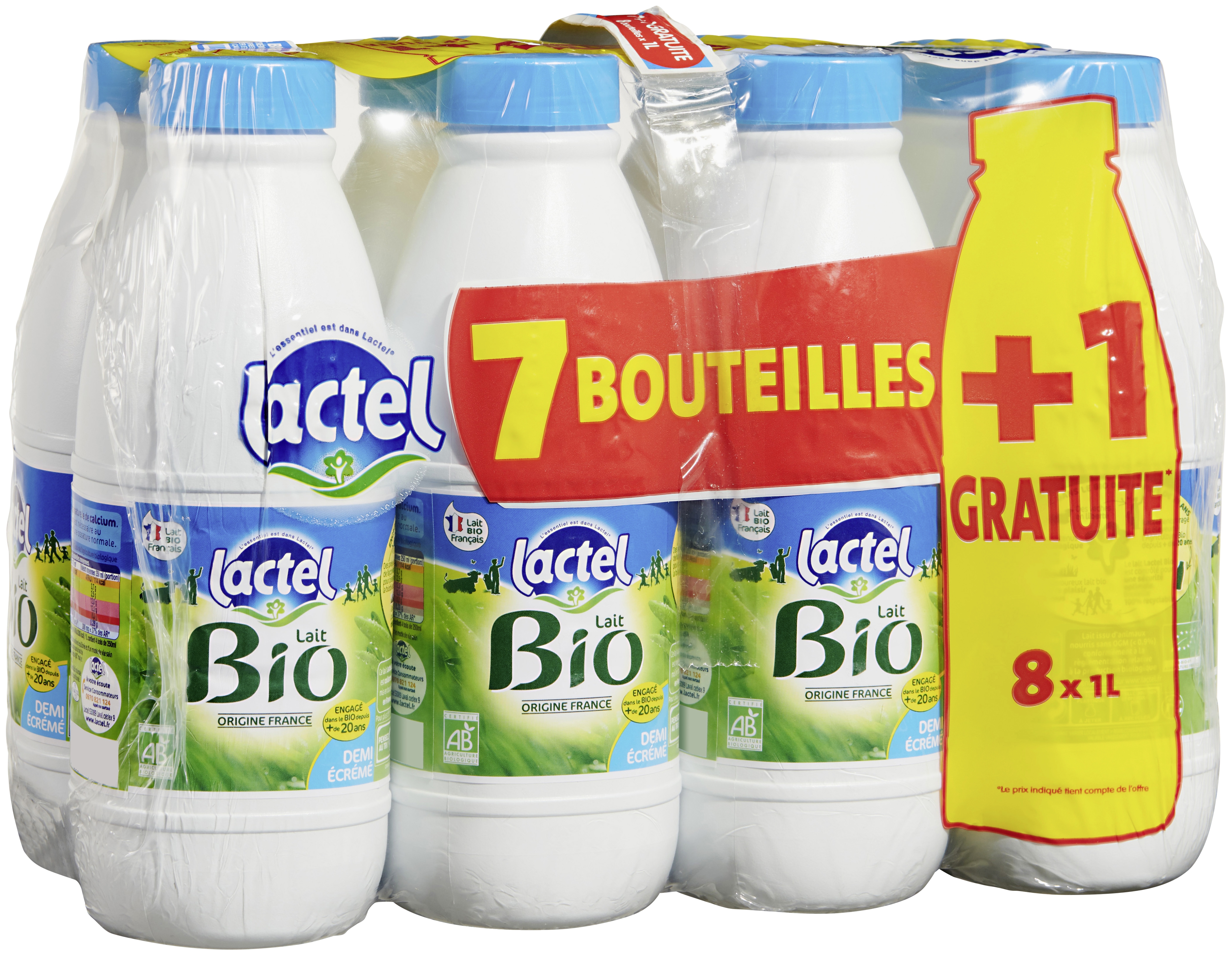 Lait Bio demi-écrémé Lactel