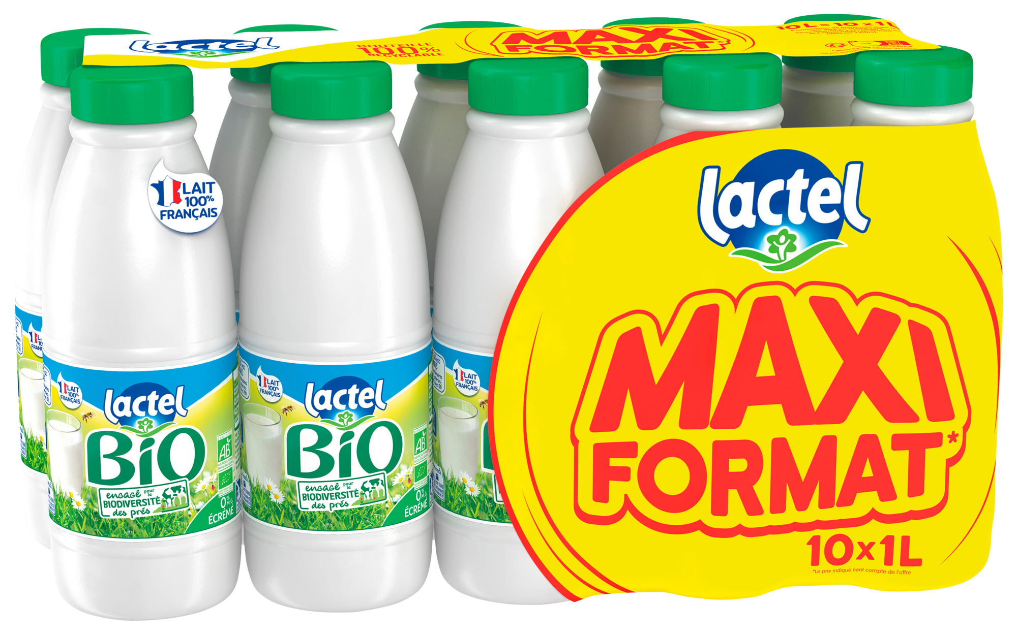 Lait uht écrémé maxi format bio 0% Mat. Gr.