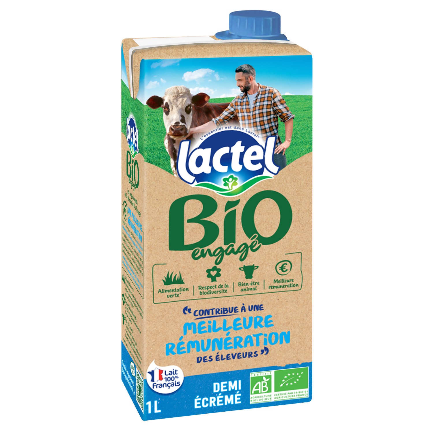 Lait demi-écrémé Bio LACTEL BIO