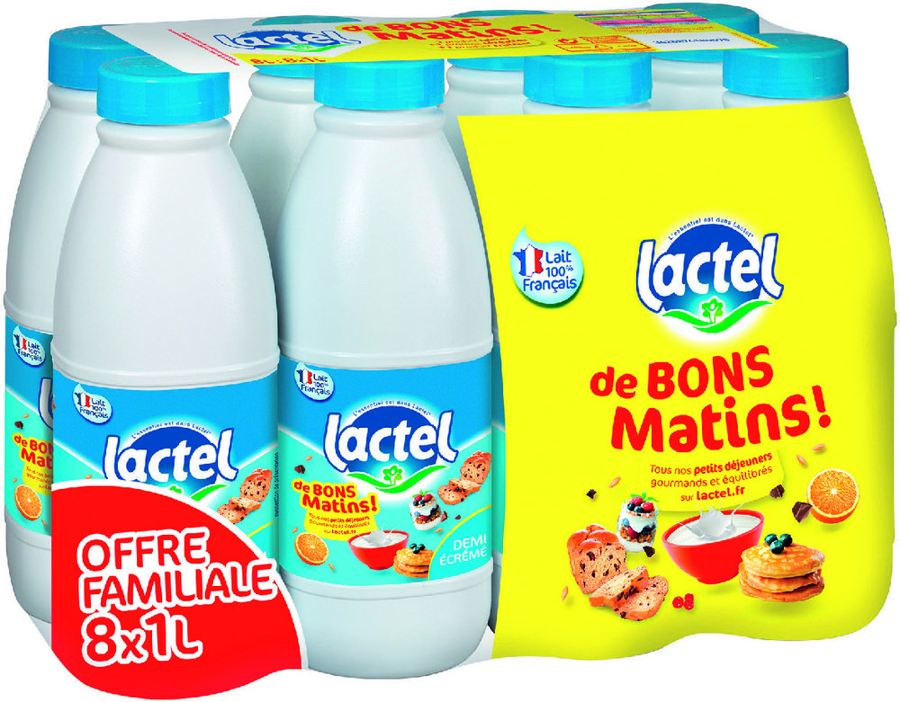  LAIT UHT DEMI-ÉCRÉMÉ DE BONS MATINS OFFRE FAMILIALE “LACTEL” code EAN 3428274180070 