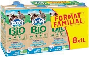  LAIT UHT DEMI-ÉCRÉMÉ BIO(7) ENGAGÉ FORMAT FAMILIAL “LACTEL” code EAN 3428274190284 