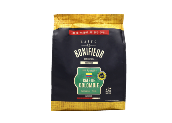 CAFÉS LE BONIFIEUR 32 DOSETTES SOUPLES DE CAFÉ COLOMBIE 
 code EAN 3429733222430 