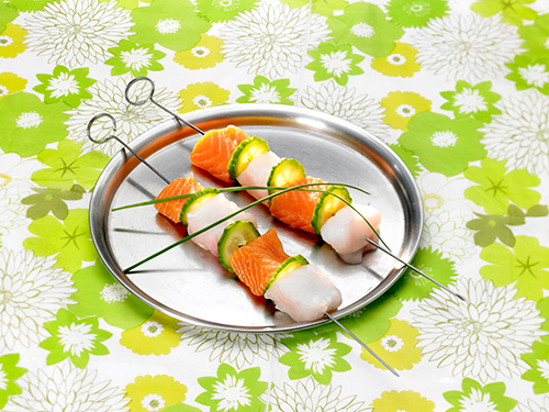  BROCHETTE 
DE SAUMON 
ET CABILLAUD 
MARINADE À LA PROVENÇALE code EAN 3435020085695 