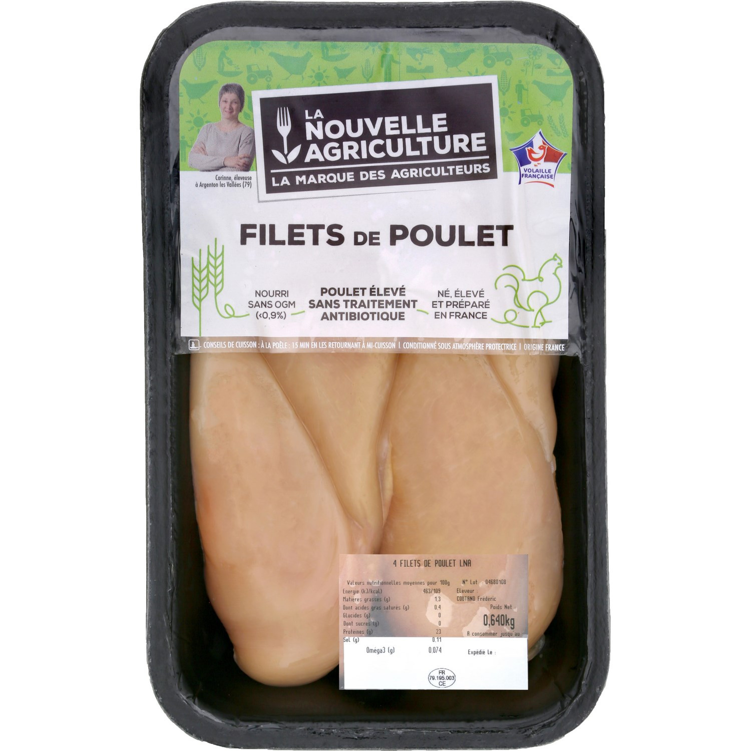 LA NOUVELLE AGRICULTURE Filets de poulet jaune LA NOUVELLE AGRICULTURE code EAN 3435660748851 