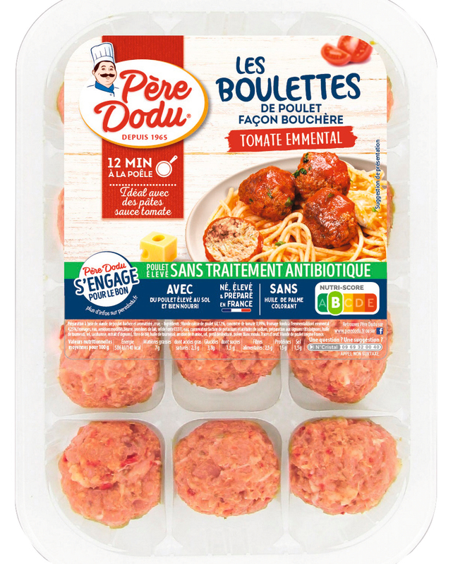 BOULETTES DE POULET X12 TOMATES EMMENTAL Père Dodu
