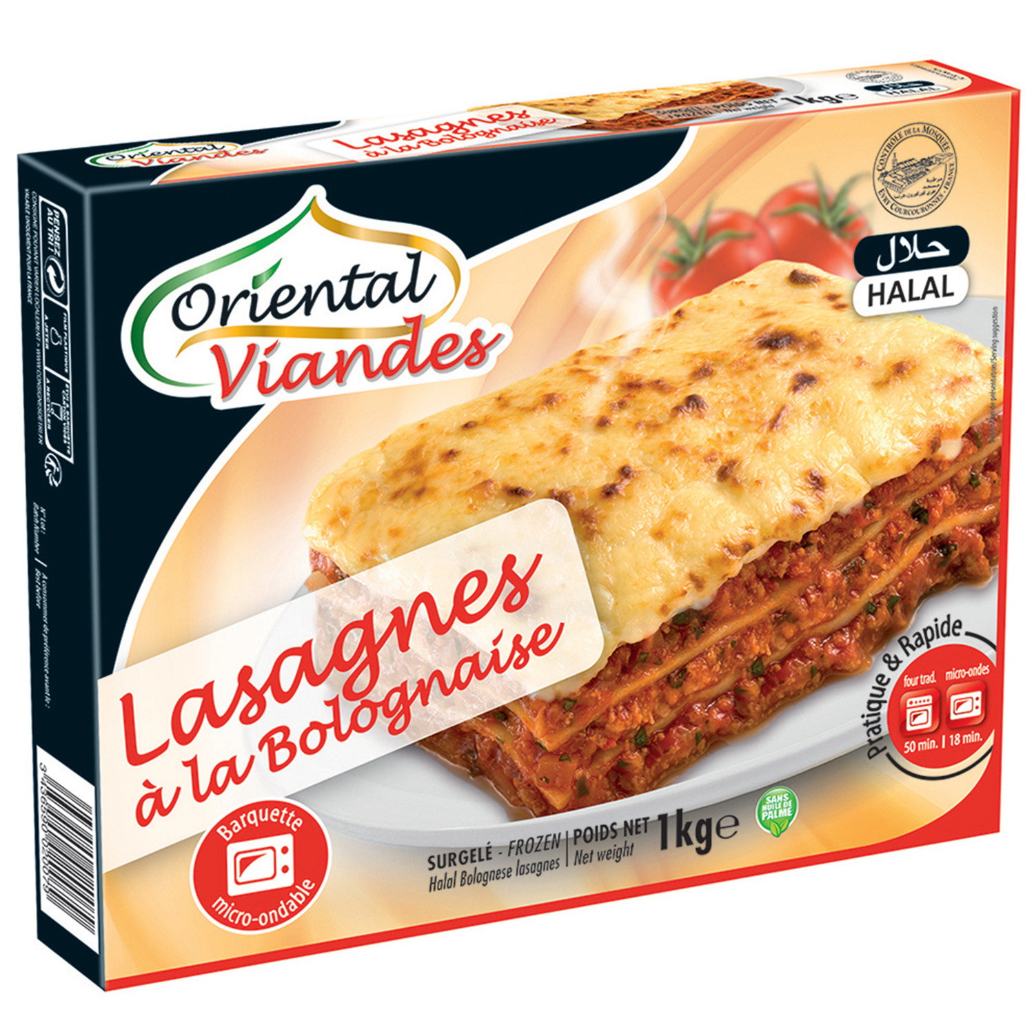 Plats cuisinés halal lasagnes bolognaise ORIENT...