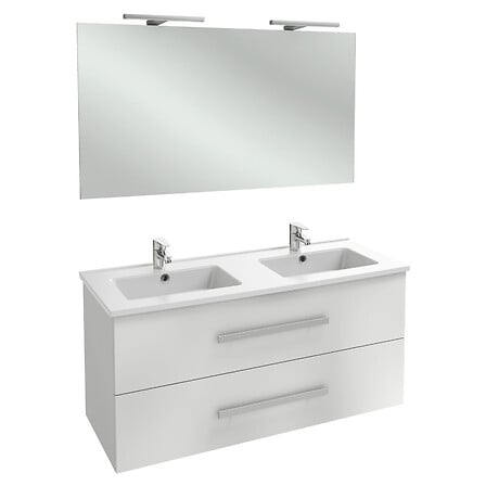 Meuble lavabo double vasque Ola Up + miroir + s...