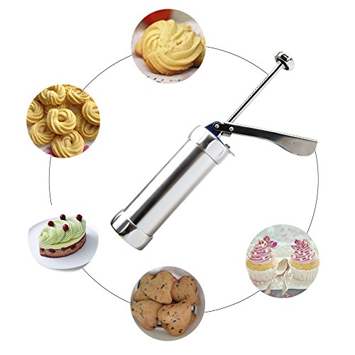 UBLISS Dough cookie gun, biscuit et glaçage appuyez sur set, en acier inoxydable, avec 20 disques et 4 conseils givrantes 3447021305252 (3447021305252)