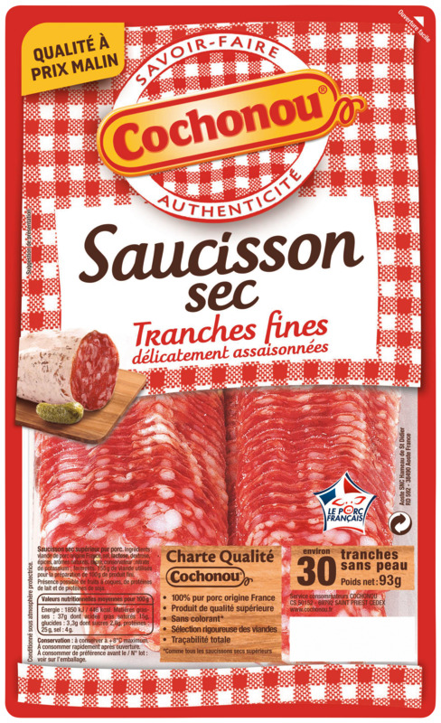 SAUCISSON SEC, 30 TRANCHES (2) cochonou